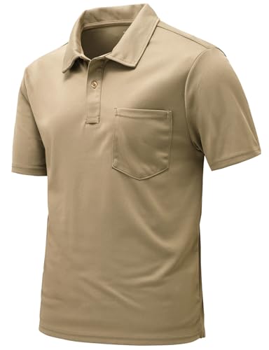 Image of Rdruko Men's Polo Shirts Short Sleeve Quick Dry Outdoor Golf Sports Shirts with Pocket