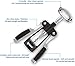 IPOW Zinc Alloy Wine Opener with Stopper, Premium Wing Corkscrew, Giftable Wine Bottle Opener, Manual Cork Screw Remover, Heavy Duty, Upgraded Black