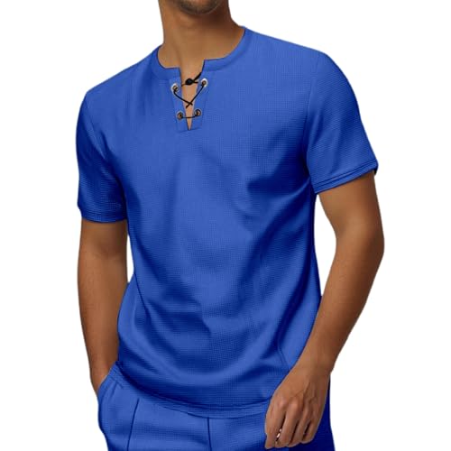 T Shirts for Men UK Summer Tops Summer Fashion Breathable Casual Short Sleeve T-Shirt Comfortable Fit for Everyday Wear (Blue, M)