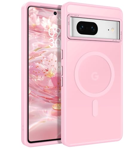 Coque Google Pixel 7 Magsafe rose protectrice qui ne jaunit pas et ne glisse pas
