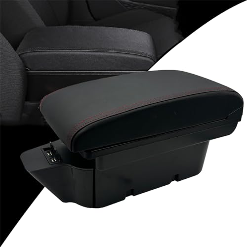 Tocsho Consoles Armrest for Toyota 86 GT86 / Subaru BRZ Center Dual Storage Box for Scion FR-S 2012-2020 Red Stitching