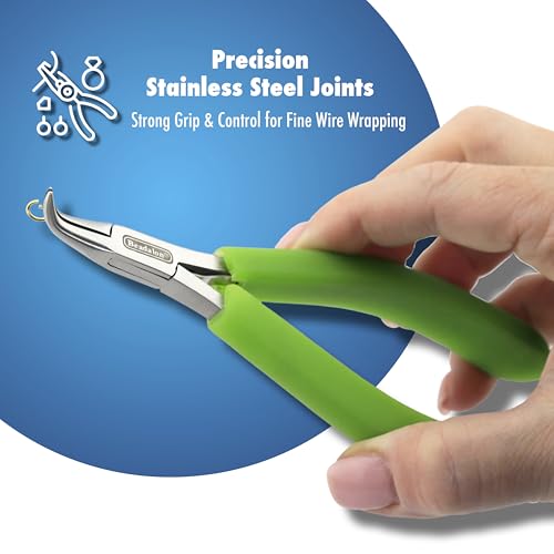 Beadalon Designer Series Slim Round Nose Pliers, Black Vinyl-Free Grips, Stainless Steel, Box Joint, Double Leaf Springs, 5.75 in