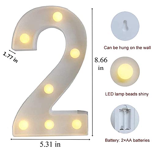 Image of Marquee 2 Number Shaped LED Light Lamp for Decoration Decore Walls Hanging Birthday Party Wedding (Two)