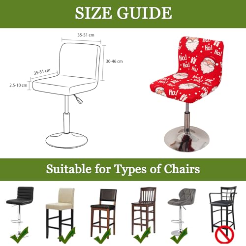Image of FUANGUI Bar Stool Covers Set of 4, Stretch Bar Stool Chair Cover Slipcovers, Floral Print Counter Stool Bar Chair Covers for Kitchen Pub Dining Room (Christmas Red)