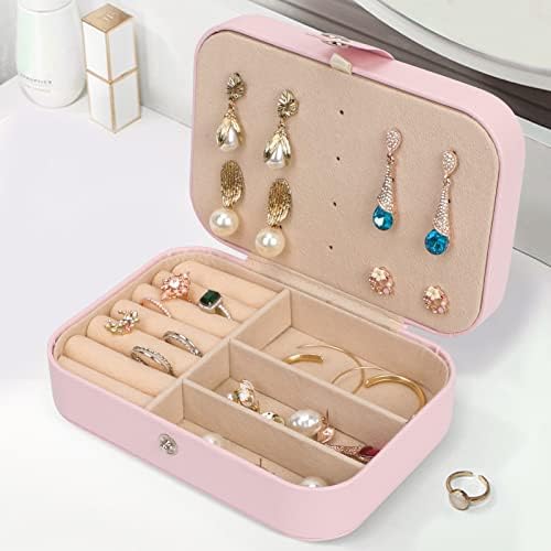 Arqumi Jewellery Box Organiser, Small Travel PU Leather Jewelry Storage Case for Ring, Pendant, Earring, Necklace, Bracelet 2-Layer Storage Holder Jewellery Gift Box for Women Girls