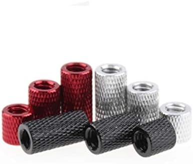 3pcs D9 D10 Phase frame Tripod nut Aluminum alloy inch Hand screw nuts Long mother 1/4-20 (Size: D10x10mm(black))