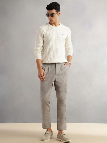 Image of Thomas Scott Men's | Regular Fit | Long Sleeves | Round Neck | Self Design | 100% Cotton | Knitted | Pullover | Sweater
