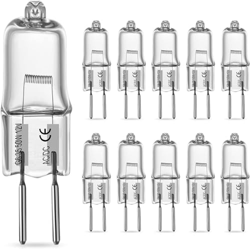 RuLEDne GY6.35 35W Halogen Leuchtmittel Dimmbar, AC/DC 12V, 500LM Warmweiß 2800K, Lavalampe ampoule, stiftsockellampepour lustre, lampe de bureau, lampes suspendues, applique murale 10 pièces