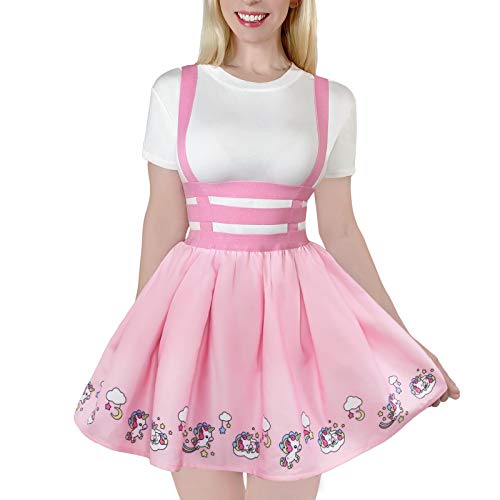 Littleforbig Pleated Overall Skirt Romper - Unicorn Jumper Skirt