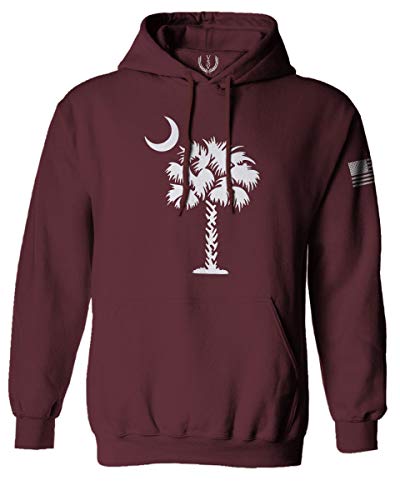 0337. South Carolina State Flag Logo Palmetto Sweatshirt Pullover Hoodie (Maroon Large)