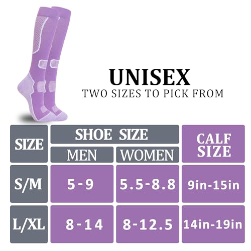fenglaoda 3 Pairs Compression Socks for Women & Men Knee High Nurse Pregnant Cute Medical Running Travel Athletic