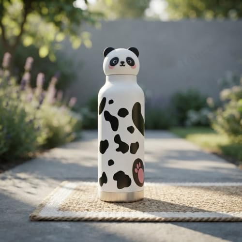 Image of JOUET Kids 600ml Panda Water Bottle, Stainless Steel Reusable Drinking Bottle with Character Lid for School, Outdoor, Travel & Daily Use