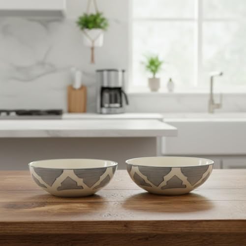 Image of Decorative Ceramic Bowl for Snacks, Dips & Condiments Festive Kitchen Tableware Lightweight, Stackable, and Easy to Clean - Great for Family Meals and Quick Serving Dining (Grey, Set of 6)