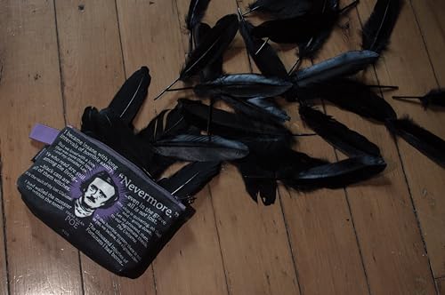 Image of The Unemployed Philosophers Guild Edgar Allan Poe Bag - 9 inch Canvas Zipper Gothic Themed Pouch for Pencils, Tools, Cosmetics, Toiletries, and More