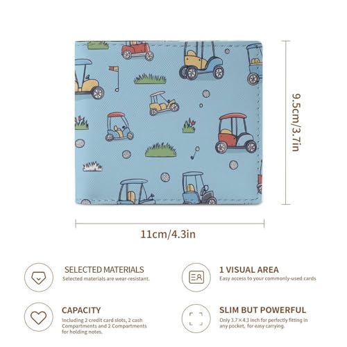 Golf Cart And Equipment Coin Purse PU Leather Bifold Wallet Small Change Purse Pouch Front Pocket Wallets3