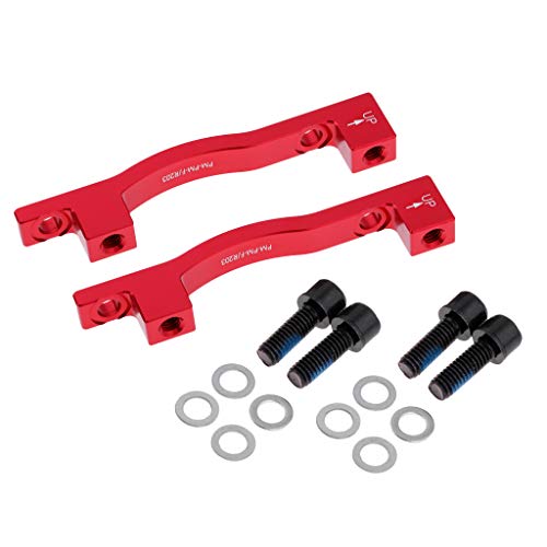 F Fityle 2 Unids/Set Bicicleta Disco Freno Pinza Adaptador Poste Montaje PM 203mm Rotor Parts - Rojo