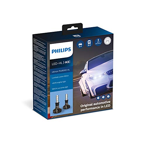 Ampoule LED H3 Philips Ultinon Pro9000 pour supprimer les zones d'ombre en voiture set de 2