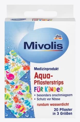 20 cerotti (3 misure assortite), cerotti colorati di pronto soccorso per bambini, cerotti per bambini con disegni acqua, strisce di varie dimensioni