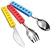 Toddler Utensils and Brick Toys - Set of 3 Interlocking Block Kids Silverware - Toddler Fork and Spoon Set with Toddler Knife-Non-BPA Kids Cutlery and Kid Safe Stainless Steel Silverware（3 Years Up）