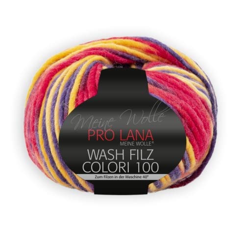Unbekannt PRO LANA Wash-Filz Colori 100 - Rot/Lila Wolle, 100g/ca 100m – Bild 4