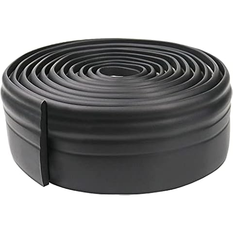 Flexible Skirting Board 100mm(W) x10mm(T) x5m(L) Self Adhesive Skirting Trim Molding Trim Baseboard Wall Trim for Floor Base Cove Base Wall Base (Black) Cover
