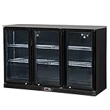 GGM Gastro | BKTG320S | Barkühlschrank - 1330mm - 320 Liter - mit 3 Glasflügeltüren - Außen & Innen Schwarz