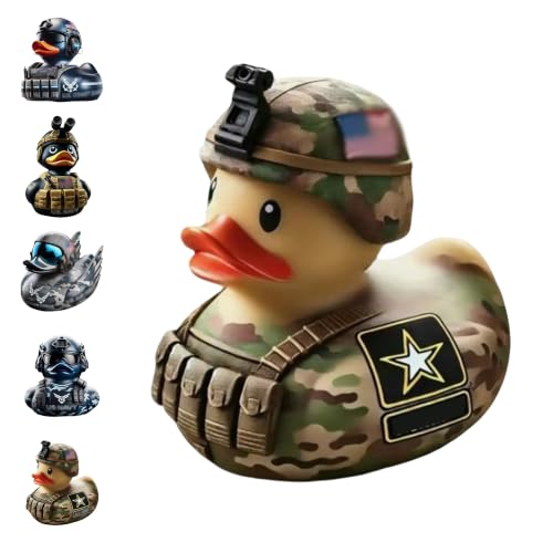 Lwjhzywl Hand-Painted Military Veteran Duck Resin Ornament - Saluting Soldier Memorial Decoration for Desk Shelf Unique Veterans Day Gift for Retired Service Members&Army Family (Army)