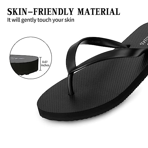 Shevalues Slim Flip Flops For Women Beach Rubber Shower Shoes Basic Thong Sandals thumb #2