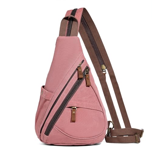 KL928 Canvas Sling Bag Rucksack Damen und Herren Schulterrucksack Umhngetasche Crossbag Verstellbarem Schultergurt Perfekt fr Outdoorsport, Wandern, Radfahren, Bergsteigen, Reisen