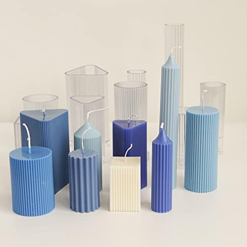 ESEDAGE 9 Pack Plastic Serration Candle Mold Plastic Resin Mold Plastic Cylinder Sawtooth Candle Mold Plastic Round Column Soap Mold Plastic Mold for Candle Resin Plastic Decoration Mold
