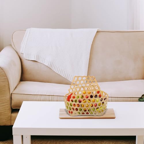 Cesta de frutas para encimera con asas integradas, frutero de mimbre multifuncional 4