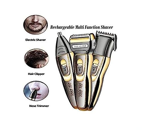 Image of THE DIFFERENCE Men Geemy Gm 595 Electric Clipper Hair Cut Grooming Set 3-In-1 Beard Nose & Ear Trimmer Shaving Zero Machine, Multicolor