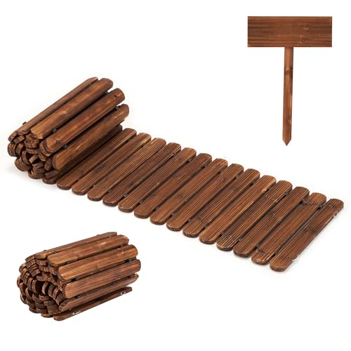 Spurgehom 8FT Wooden Pathway, Roll Out Cedar Straight Walkway, Patio Path Boardwalk Walkways,Weather-Resistant Outdoor Path for Backyard, Beach & Wedding Events