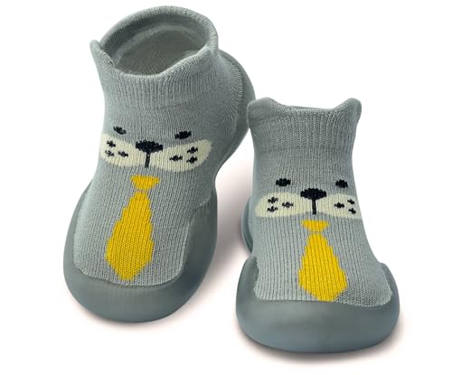 Dookeh Baby Sock Shoes (8-Gray, 12-18 Months, EU Size 19, Factory Size_Printed on Shoes 20/21)