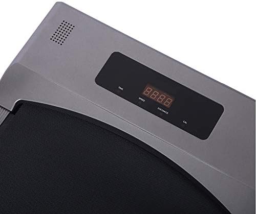 Close-up of the Unicview RB700 treadmill's LCD display panel showing time, speed, distance, and calories.
