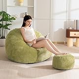 MAXYOYO Fauteuil Poire en Corde avec Repose-Pieds pour Adultes et Enfants, Canapé-Pouf et ...