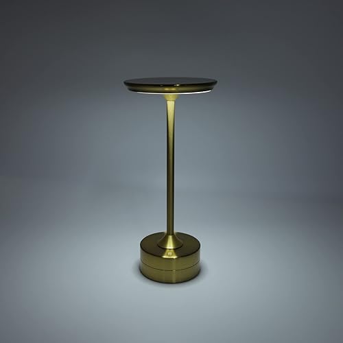 Miniatura 5 de VBESTLIFE Lámpara de mesa inalámbrica recargable, lámpara USB portátil de escritorio con pantalla acrílica circular, 3 niveles de brillo LED de