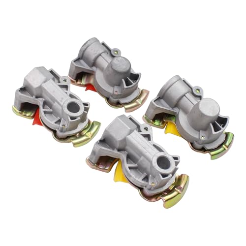 Kupplungskopf M16 mit Ventil ohne Ventil Set Druckluftkopf rot gelb M16x1,5 mit Staubkappe Filter für LKW Zugmaschine Traktor Druckluft Motorwagen Zugfahrzeug Traktoren Bremse Anhänger Auflieger