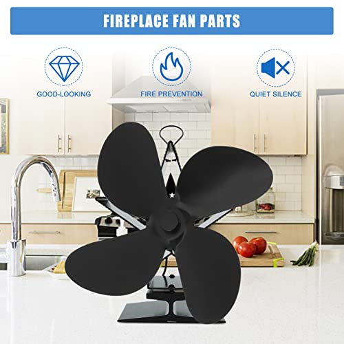 Garneck Kaminventilator Ersatzteile Rotorblatt 4 Blätter: Kamin Ofen Ersatz Blatt Schwarz Aluminiumlegierung Ofenventilator Kamin Holzofen Ofen Lüfter Winter Kaminzubehör
