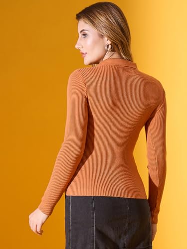 Image of 98 Degree North Women Ribbed Collar Neck Pullover-G1164-BLUEMELANGE