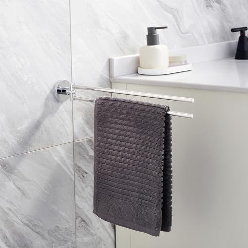 Scala Porta Asciugamani Bagno Girevole,Appendi Asciugamani Bagno a Due Rotante Bracci,Porta Asciugamani Bagno da Parete con Forato,Portaasciugamano da Bagno in Acciaio Inox Cromo,Portasalviette