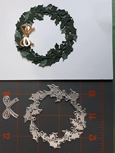 Miniatura 5 de Troqueles de metal para corona de hojas de acebo, hojas de arco, círculo redondo de Navidad, troqueles de corte DIY Scrapbooking Artist para