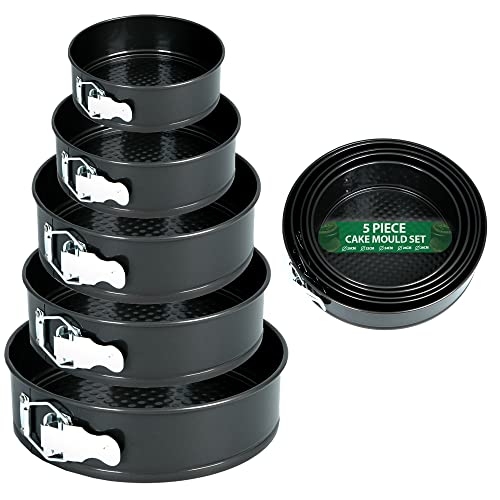 ZENO Cake Tin Set 5 PCS | Springform with Removable Bottoms | Metal Handles | Non-Stick Coating |...