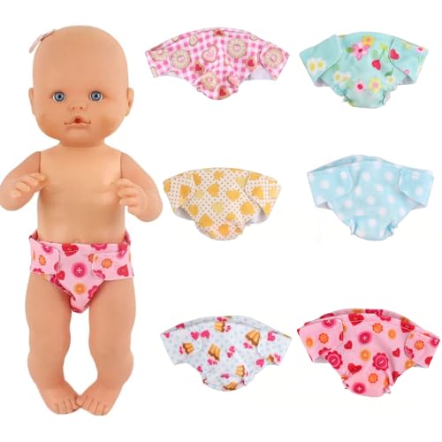 Teouuas 6 Pièces Couches pour Poupées Bébé, 14/18 Pouce Couches pour Baby Poupée, Accessoires pour Poupée, Couche Poupon, pour Anniversaire, Noël,...