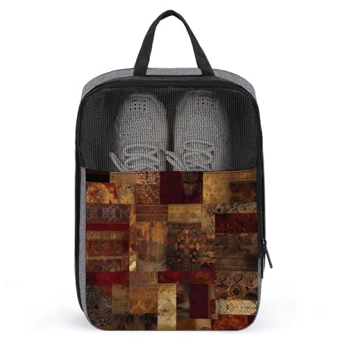 Organizador de zapatos para viaje con asa bolsa portátil de almacenamiento estilo patchwork