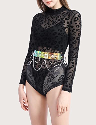 Topacc Rave Chain Belt Cosplay Holographic Halloween Accessories Iridescent Heart Choker Girls Festival Outfits For Women #TOP1