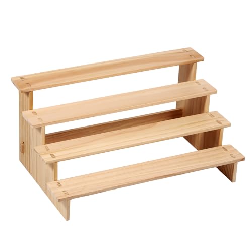 UKQRRTC Wood Spice Organizer Rack, Spice Shelf, Versatile Kitchen Organizer for Kitchen Cabinet Cupboard Pantry (4 Layer)