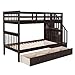 Harper & Bright Designs Twin Over Twin Bunk Bed with Stairs and Drawers, Solid Wood Stairway Bunk Bed with Storage for Kids Teens Adults, Bedroom, Dorm (Espresso)