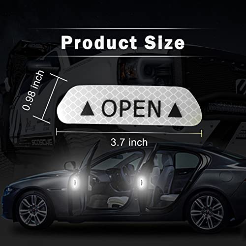 Ajxn 4 Pcs Car Door Reflective Safety Stickers, Safety Warning Logos Anti-Collision Stickers, Car Anti-Scratch Decorative Protection Body Articles, Universal For Car Safety (Silver) #TOP2