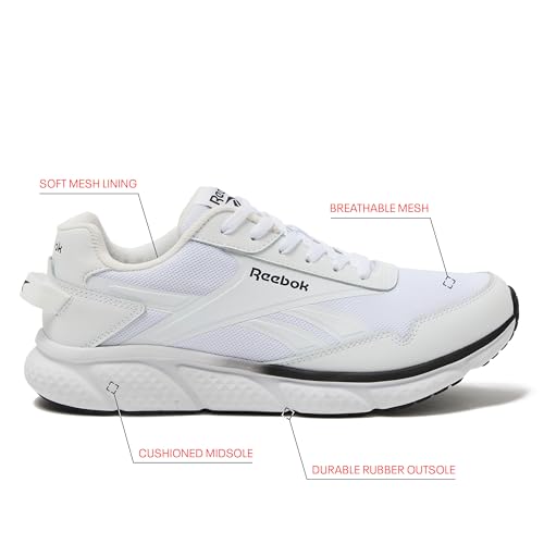 Reebok Swiftstrike Running Mens Shoes, Athletic Workout Training Sneakers, Gym Shoes Men, White, 10 Wide